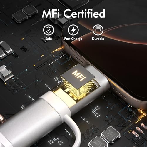 Revolutionize Your Charging Routine with the 3.3 FT USB to USB-C 2-in-1 Multi Charging Cable – MFi Certified, 66 W Fast Charger Compatible with i Phone 16-11 & Samsung Galaxy S25-S23 – Durable Beaded Design for Enhanced Style & Performance