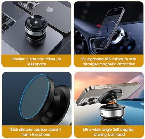 Revolutionary Electric Vacuum Magnetic Suction Car Phone Mount – Ultimate 360-Degree Rotating Smartphone Holder with Strong Suction for Cars, Gym, and Kitchens – Compatible with All Devices for Hands-Free Navigation and Workout Tracking