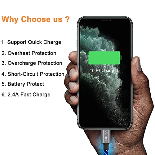 Vibrant LED i Phone Charger Cable | MFi Certified Lightning Cable for Fast, Reliable Charging | 6 ft Multicolored Glow Cable Compatible with i Phone 12, 11 Pro Max, XR, X, SE, 8 Plus, i Pad, i Pod | Stylish Power Solution for On-the-Go Charging