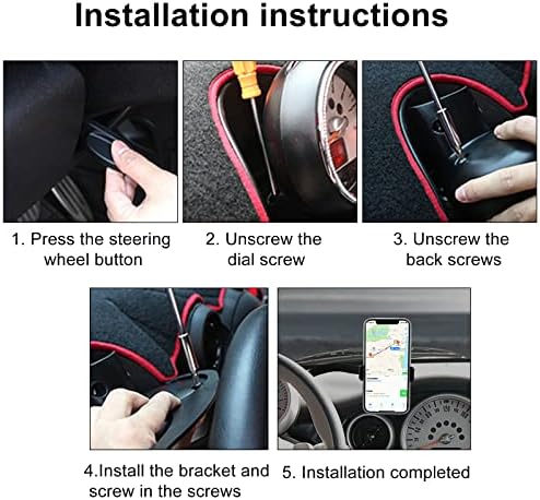 KUNGKIC Aluminum Car Cradle for Mini Cooper R50 R52 R53 – Versatile Rotatable Phone Holder with Foldable Design, Fits 3.5-5.5 Inch Smartphones – Stylish Red Interior Accessory for Enhanced Driving Experience and Safety