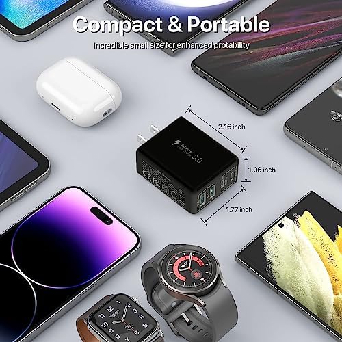 Revolutionize Your Charging Routine with Our 4-Port USB Wall Charger – Ultra-Fast QC 3.0 Adapter for i Phone 12-15, LG, Google Pixel & More – Compact, Reliable Power Solution for Home and On-the-Go Charging