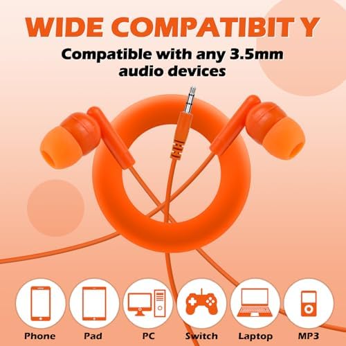 Classroom Audio Excellence: 30-Pack Colorful 3.5 mm Earbuds for Engaging Learning – Durable, Lightweight Headphones Designed for Kids and Adults – Maximize Focus with Superior Sound Clarity and Fun Interaction in Every Lesson