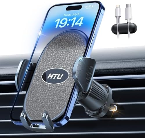 HTU Military-Grade Car Phone Holder – Heavy-Duty 360° Adjustable Vent Mount for i Phone 12-16 Pro Max & Samsung Devices – Unparalleled Stability with Steel-Hook Design for Hands-Free Safety – Effortless Tool-Free Installation & Premium Durability for Daily Use