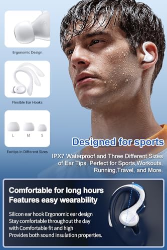 Revolutionize Your Audio Experience with 60-Hour Playtime Bluetooth 5.3 Wireless Earbuds – Advanced Noise Cancelling for Crystal Clear Sound, IPX7 Waterproof Durability, Real-Time LED Battery Monitoring, Ideal for Athletes and Outdoor Enthusiasts (RED)