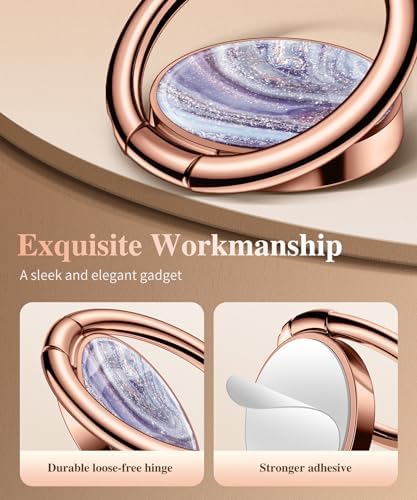GVIEWIN Stylish Marble Phone Ring Holder with 360° Rotation for Ultimate Grip and Kickstand Functionality – Compatible with i Phone 16 Pro Max, 15 Plus, 14, 13, 12 Series & Galaxy S25/S24 Ultra – Elegant Flowing Sakura Design for Enhanced Safety and Usability