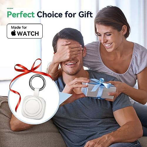 Compact Magnetic Portable Charger for Apple Watch – 1200 m Ah MFi Certified Power Bank with Built-In Cable, Keychain Design for Effortless Travel, Compatible with Series 9/8/7/6/5/4/3/2/SE/Ultra – Reliable Wireless Charging Solution for On-the-Go Lifestyle