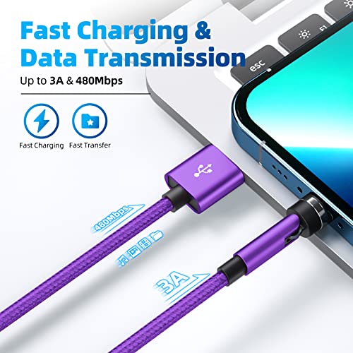 Revolutionize Your Charging with the 540° Magnetic Rotation Cable – 3 in 1 Fast Charger for i Phone, Micro USB & Type C – 4-Pack (3 ft, 3 ft, 6 ft, 10 ft) – Superior Data Transfer & Ultimate Compatibility for Effortless Power Anywhere