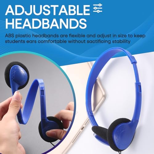 Classroom-Ready Wired Headphones – 25 Pack Durable On-Ear Audio Solution for Students, Comfortable Fit for Enhanced Learning, Ideal for Group Activities and Educational Use