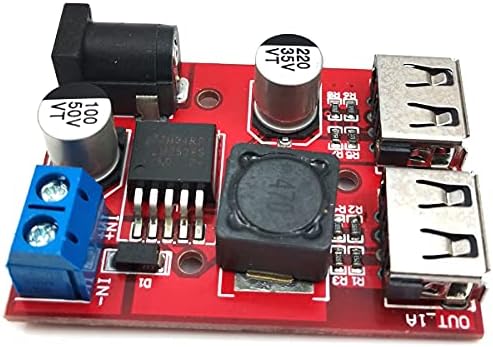 DEVMO 2-Pack Dual USB Adjustable Voltage Regulator – High-Efficiency LM2596 Step-Down Buck Converter for Solar and Automotive Use – 3 A Output for Reliable Charging at 5 V from 9 V, 12 V, 24 V, 36 V Inputs – Versatile Power Supply Module for Modern Electronics
