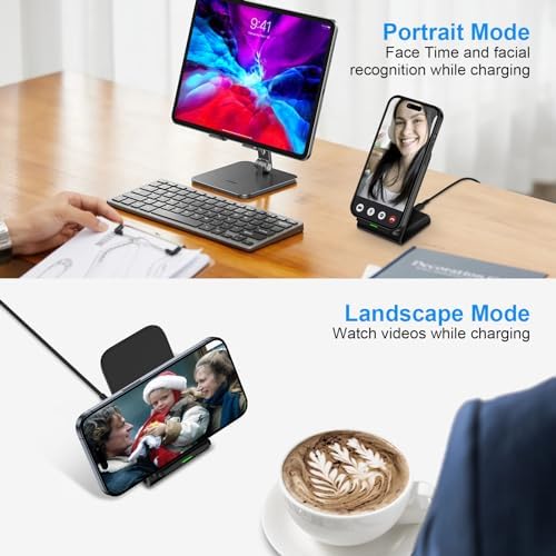 Dual 15 W Fast Wireless Charger Stand for Samsung Galaxy S25/S24 & i Phone 15 – 2-Pack Cordless Charging Dock with Enhanced Compatibility for Android Devices – Sleek Design for Home and Office Use