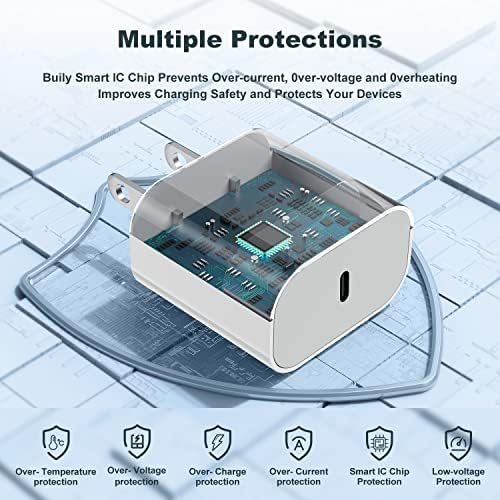 Revolutionary 2-in-1 USB C Charger for i Phone and Apple Watch – 6 ft Magnetic Fast Charge Cable with 20 W Power Adapter – Stylish Blue Design for Optimal Portability and Efficiency