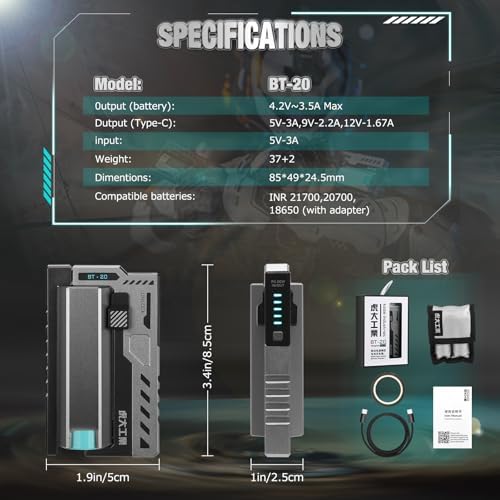 Tactical Portable Charger Case Power Bank – 20 W USB-C Multi-Device Charging Shell for i Phone 16/15, Mac Book & Samsung – Ultimate On-the-Go Power Solution (Battery Not Included) – Enhanced Style & Performance