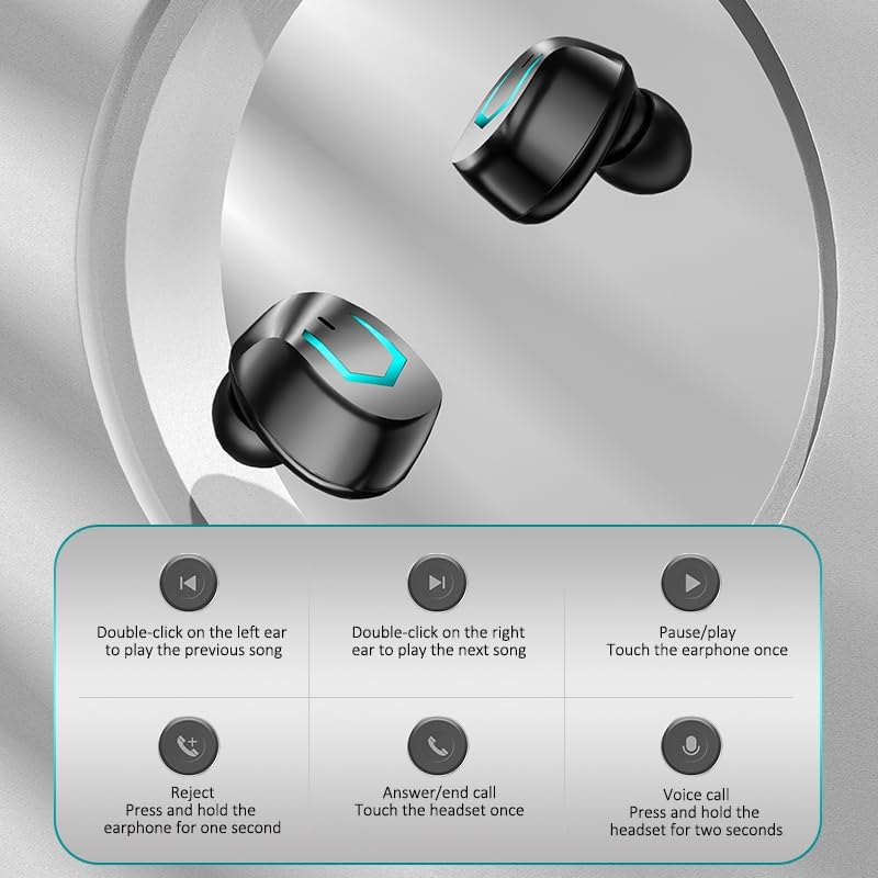 Premium IPX7 Waterproof Bluetooth 5.2 Wireless Earbuds with Touch Control – Advanced Noise-Canceling Headphones for Active Lifestyles, Digital Battery Display for Seamless Connectivity and Comfort during Sports and Work