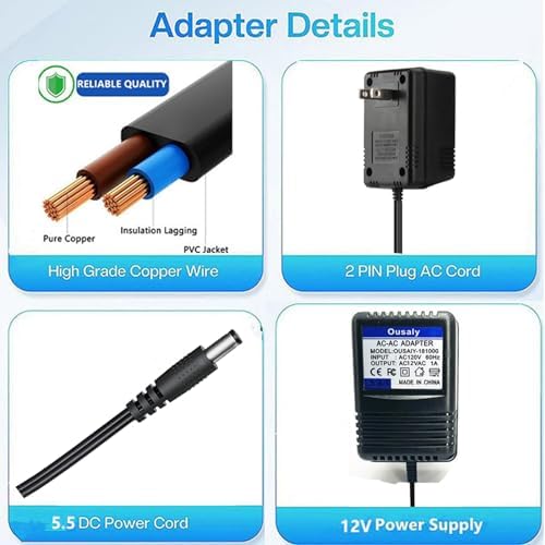 Compact 12 V AC Power Adapter Transformer for U471 AE Model – Efficient 120 VAC to 12 VAC Converter (700 m A-1000 m A) with Enhanced Short Circuit Protection | Versatile Wall-Mount Charger for Seamless Device Integration and Dependable Performance