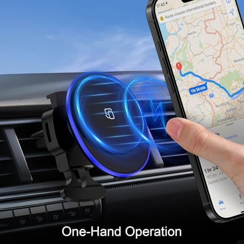 Enhanced Wireless Mag Safe Car Charger for Samsung Galaxy S25 Ultra, Google Pixel 9, and i Phone 16 – 15 W Fast Magnetic Charging Mount for Secure Hands-Free Navigation and Effortless Compatibility with Multiple Devices