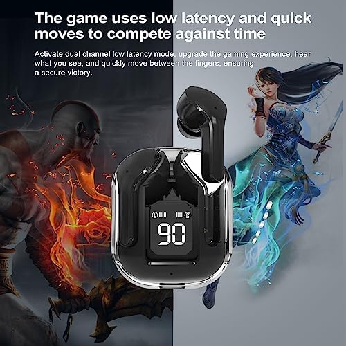 Crystal Bluetooth Wireless Earbuds with Noise Reduction – Mini True Wireless Gaming Headset Featuring Bluetooth 5.2 and Multipoint Pairing for Enhanced Audio Experience – Stylish Transparent Design for Music and Gaming Enthusiasts
