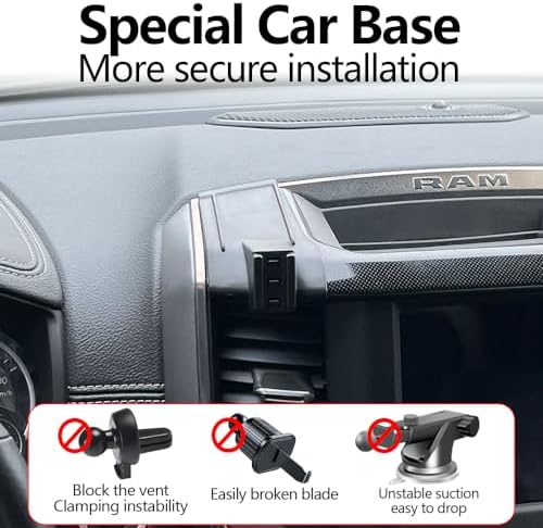 Secure Fit Car Phone Holder Mount for 2013-2018 Ram 1500, 2500, 3500 | 360° Adjustable Smartphone Cradle | Hands-Free Navigation and Calling | Durable Interior Accessory Enhancing Driver Safety and Convenience