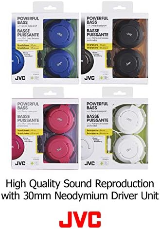 Vibrant Blue JVC HASR185 A On-Ear Headphones – Ultra-Lightweight Foldable Design for Effortless Portability, Built-In Mic for Hands-Free Calls, Exceptional Sound Quality for Music Enthusiasts and Busy Professionals