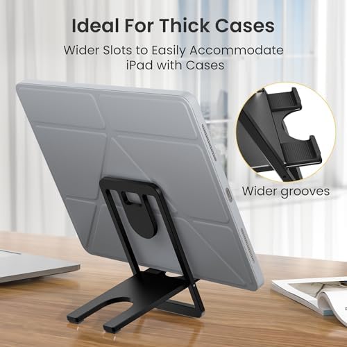 Discover the Itramax Foldable Tablet Holder: Your Ultimate Adjustable Aluminum Stand for Enhanced Productivity and Comfort. This portable accessory is engineered for seamless compatibility with a variety of devices including i Pad 9, 8, 7, Air 2, Mini, Samsung Tab, Steam Deck, Switch, Kindle Fire Scribe, and ROG Ally. Enjoy optimal viewing angles and heights, allowing you to work, watch movies, or game without discomfort. Crafted from durable aluminum, this foldable design ensures stability and longevity, making it perfect for home or travel. The anti-slip pads guarantee a secure grip while protecting your devices from scratches. Elevate your workspace with the sleek, functional Itramax Foldable Tablet Holder, transforming any environment into an organized and efficient setup. Whether for professional use or leisure, enhance your tablet experience today with this must-have desk accessory that marries style and practicality.