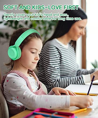 Kids Wireless Bluetooth Headphones – Comfortable Over-Ear Design with Built-In Mic for School & Travel – Superior Sound Quality, Foldable & Lightweight for Easy Storage – Perfect for Tablets & Smartphones – Ideal for Home and Learning Environments