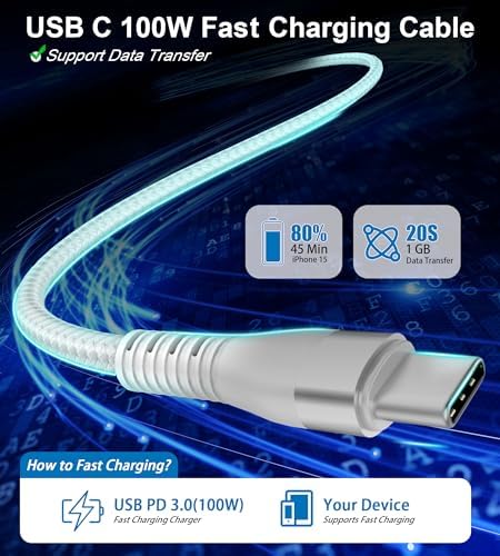 Revolutionary 4-in-1 Fast Charging Cable for Apple Watch – High-Speed 100 W Multi-Connector Charger with Lightning, USB-C, Micro USB Compatibility – 10 ft Length for Ultimate Flexibility – Stylish White Finish for the Modern Tech Savvy User