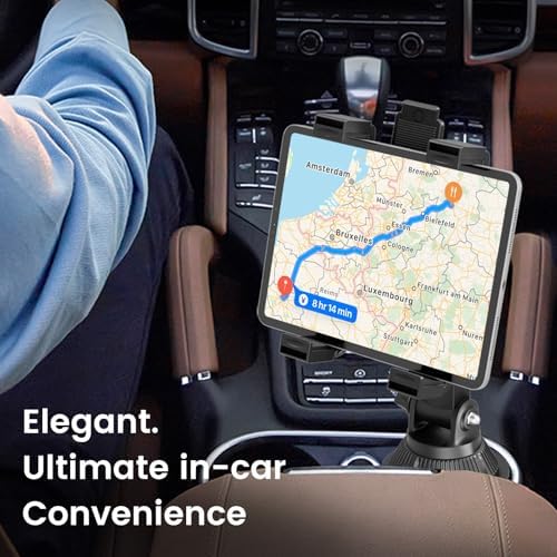 Premium OHLPRO 360° Adjustable Cupholder Tablet Mount for Trucks – Versatile i Pad & Samsung Tab Holder with Integrated Drink Holder, Perfect for Road Trips & Travel Accessory – Elevate Entertainment on the Go
