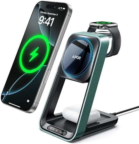 Revolutionize Your Charging Game with Our 3-in-1 Wireless Charging Station Featuring Cooling Fan – Mag Safe-Compatible Dock for i Phone 12-16, Apple Watch Series 10/Ultra/2, and Air Pods 4/3/Pro 2 – Sleek Multi-Device Solution for Home and Office Efficiency