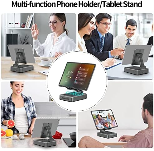 Transform Your Multimedia Experience with the JTEMAN Adjustable Tablet Stand Featuring Bluetooth Speakers – Versatile Kitchen Gadget and Perfect Gift for Him or Her – Wireless Charging Station for Phones and Tablets, Enhanced Compatibility for All Devices