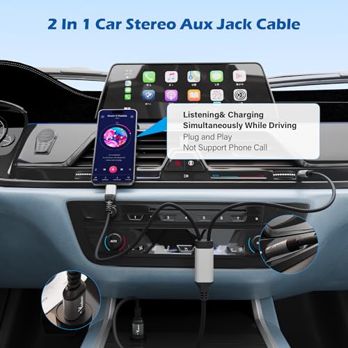 Revolutionize Your Audio and Charging Experience: Premium 2-in-1 USB C to 3.5 mm Aux Cable with 60 W Fast Charging – 5 FT Length for i Phone 16/15/Pro & Galaxy S24/S24+/S23 Ultra – High-Fidelity Sound Meets Unmatched Compatibility and Durability