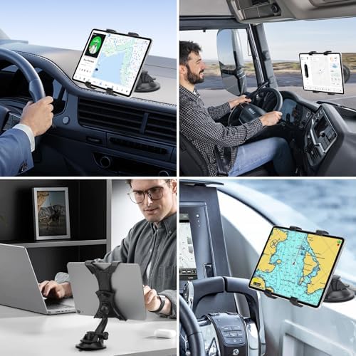 Linkstyle 360-Degree Rotation Car Tablet Holder – Universal Suction Cup Mount for 7-10.5 Inch Tablets – Perfect for Navigation, Entertainment, and Hands-Free Driving – Secure and Adjustable Dashboard Accessory for Ultimate Convenience
