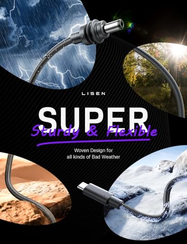 LISEN 10 FT Starlink Mini Power Cable – 100 W Nylon Braided USB-C Charging Cable with E-Marker Chip, Waterproof Design for Enhanced Durability and Fast Power Delivery, Compatible with 100 W PD Sources – Perfect for Starlink Devices and Beyond