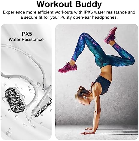 Purity Air Open Ear Headphones – Advanced True Air Conduction Wireless Bluetooth Earbuds with Dual Mic for Clear Calls – Ergonomic, Sweat-Resistant Design for Active Lifestyles – Compatible with i Phone & Android – Ultimate Comfort and Audio Awareness