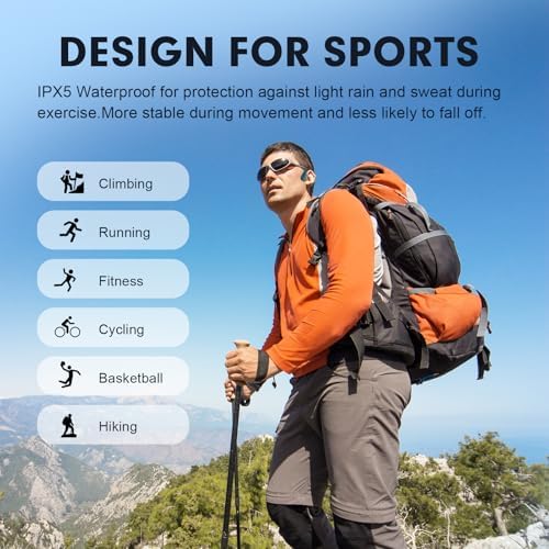Revolutionary Bone Conduction Wireless Sport Earbuds – Open Ear Design for Enhanced Awareness and Comfort – Sweatproof Bluetooth 5.2 Headphones for Running, Gym, and Hands-Free Calls – Lightweight Ergonomic Fit for Active Lifestyles – Waterproof Technology for Ultimate Durability and Performance