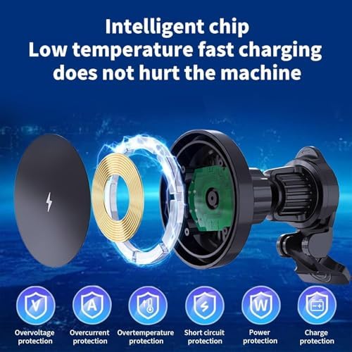 Revolutionary 2-in-1 Magnetic Car Phone Mount & Fast Wireless Charger | 15 W High-Speed Charging, Versatile Air Vent Compatibility, Universal Fit for All Smartphone Models, Safety-Enhanced Hands-Free Design (Sleek Black) – Your Ultimate Driving Companion