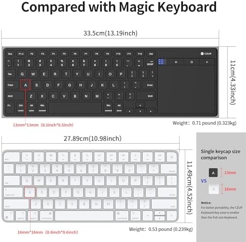 Elevate Your Productivity with the CZUR Ultra-Slim Bluetooth Keyboard and Touchpad – Rechargeable Wireless Keyboard for PC, Laptop, Tablet, and Phone – Effortless Compatibility and Sleek Design for On-the-Go Professionals