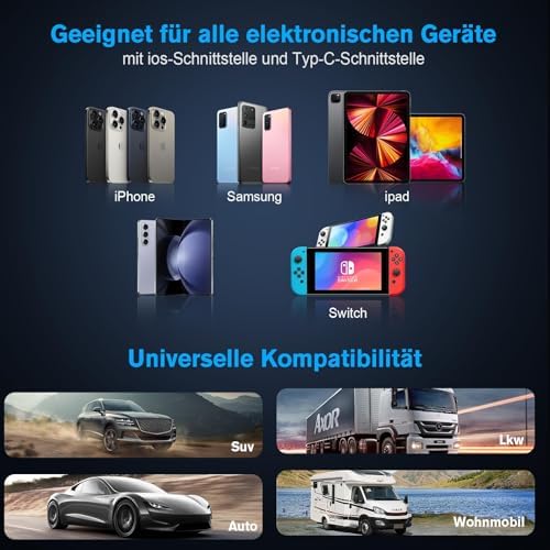 Ultimate 4 in 1 Retractable Car Charger – 80 W Dual Port Fast Charging Adapter with Type-C & USB-i Cable for i Phone 16/15/14/13/12/11, i Pad, Galaxy & Google Devices – Compact & Versatile Travel Solution for Effortless Power on the Go