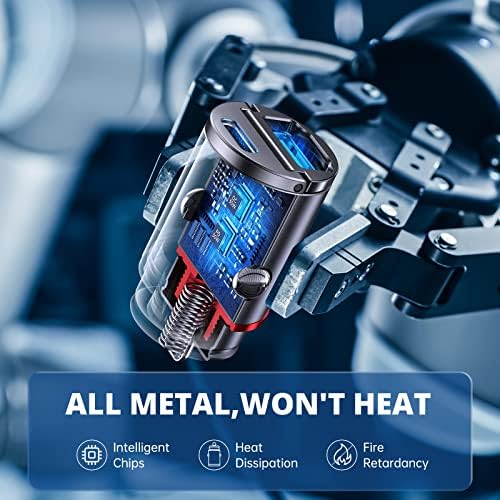 Compact USB C Car Charger by SYNCWIRE – 60 W Fast Charging Adapter with PD 30 W & QC 30 W Capabilities for i Phone 16 Pro Max, Samsung S25/S24, Google Pixel & i Pad – All-Metal Design for Ultimate Durability – Dual USB Ports for Multi-Device Charging – Essential Road Trip Accessory with LED Status Indicator