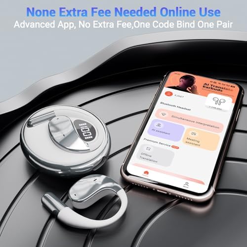 Souroyea Bluetooth Open Ear Earbuds – Lightweight Wireless Headphones with Deep Bass Sound, Built-in Microphone, LED Battery Indicator, Perfect for Fitness and Sports, Compatible with i Phone & Android Devices, Ultimate Comfort for Active Lifestyles