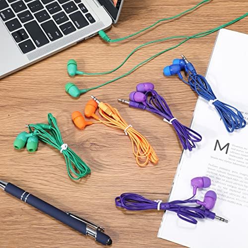 Macarrie 200 Pack Wired Earbuds – Vibrant Classroom & Office Headphones with 3.5 mm Compatibility – Individually Bagged for Hygiene & Seamless Distribution – Lightweight & Durable Design for All-Day Comfort – Ideal for Lectures, Music Listening, and Conference Calls