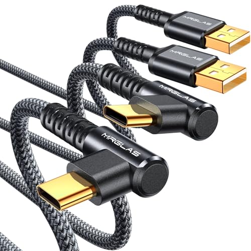 MRGLAS 3.2 A USB-C Charger Cable Pack – Versatile 4-Pack with Right Angle Design (10 FT, 6.6 FT, 3.3 FT, 1.6 FT) for Fast Charging i Phone 16/15, Samsung S10/S9, LG Smartphones – Durable Braided USB A to Type C Cords for Enhanced Performance and Compatibility