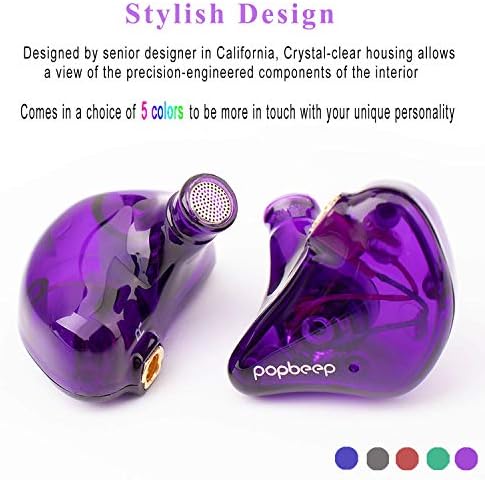 BASN Professional In-Ear Monitor Headphones with Detachable MMCX Earbuds – Dual Dynamic Drivers for Musicians | Noise-Isolating Audio Experience in Stylish Blue | Versatile Compatibility for Studio and Stage Use