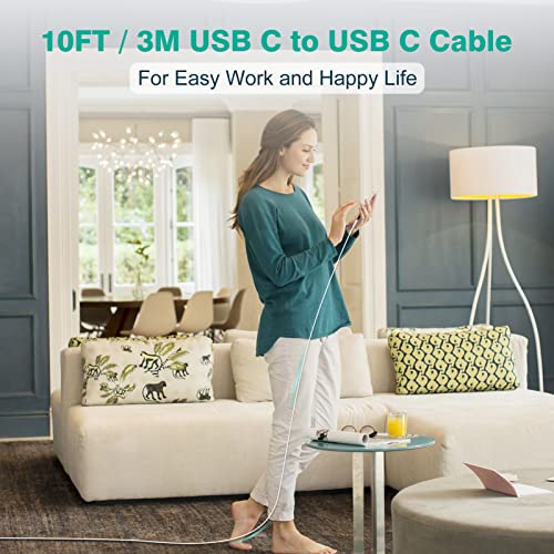 IFEART 10 ft USB C to USB C Charging Cable (2 Pack) – Fast Charging for i Pad Pro, Mac Book, i Phone 16/15 Pro Max, Pixel 7/6 Pro – Universal Compatibility & Durable Design for Home and Office Use
