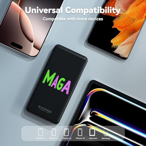 Ultra-Slim 10,000 m Ah Dual-Pack Portable Charger – 15 W Fast Charging Power Bank with USB-C Compatibility for i Phone, Samsung, Pixel & More – Effortless Mobility & Reliable Power Solutions