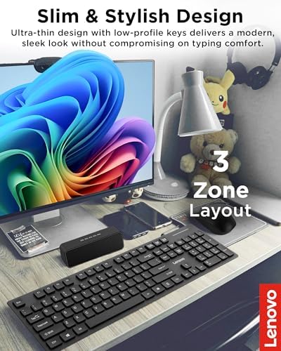 Lenovo 300 USB Wired Keyboard – Ergonomic Full-Size Design with Adjustable Tilt for Ultimate Comfort, Spill-Resistant & Compatible with Windows 7/8/10 – Enhance Your Typing Experience with Reliable Performance and Sleek Black Finish