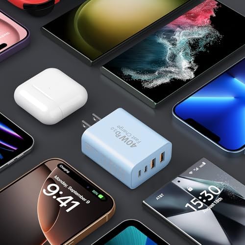 Ultimate 40 W Multiport USB-C Fast Charger – High-Efficiency 4-Port Power Adapter with Quick Charge 3.0 & Power Delivery for Super-Fast Device Charging – Sleek, Portable Design Perfect for Travel – Convenient 2-Pack for Enhanced Versatility and Easy Charging on the Go