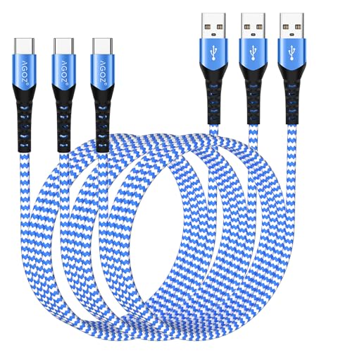 10 ft Braided USB C Fast Charger Cable – 3 Pack for i Phone 15 Pro Max, i Phone 15 Pro, i Phone 16 Plus, i Pad Pro 12.9″ & 11″ – Durable & Stylish Blue Charging Solution for Rapid Power Delivery and Data Transfer