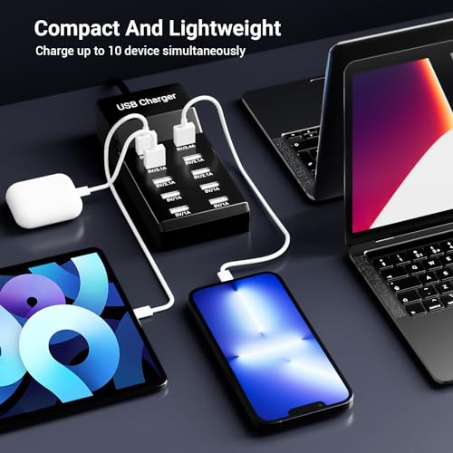 Ultimate 10-Port USB Charging Station – 50 W Multi-Device Power Hub for i Phone, Galaxy, i Pad & More – Rapid Charge & Advanced Safety Features for Home or Office Use – Compact Multiport Charger for Maximum Efficiency and Organization