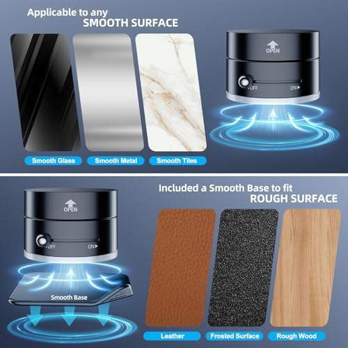 Vacuum Magnetic Phone Holder for Car, Upgraded 360°Suction Cup Phone Mount Foldable Magnetic Car Phone Holder Mount Retractable Suction Phone Stand for iPhone All Cell Phones /Car/Gym/Mirror/Shower – Enhanced Compatibility and Speed