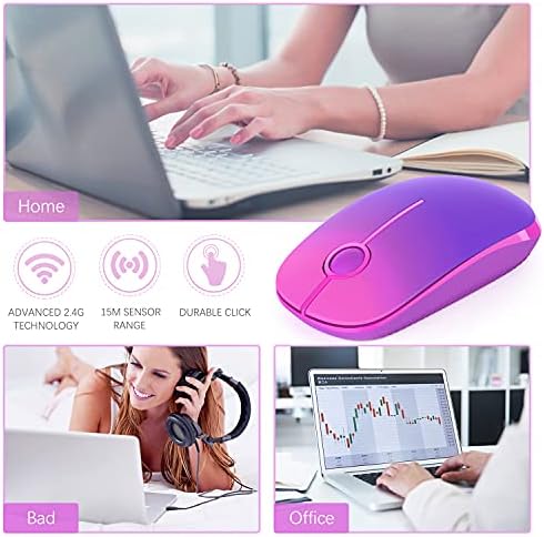 Sleek Vssoplor Wireless Mouse – Ultra-Slim Silent Optical Companion for Laptops & PCs | 2.4 GHz Nano Receiver, Perfect for Quiet Workspaces & Travel | Enhanced Compatibility for Windows, Mac & Linux