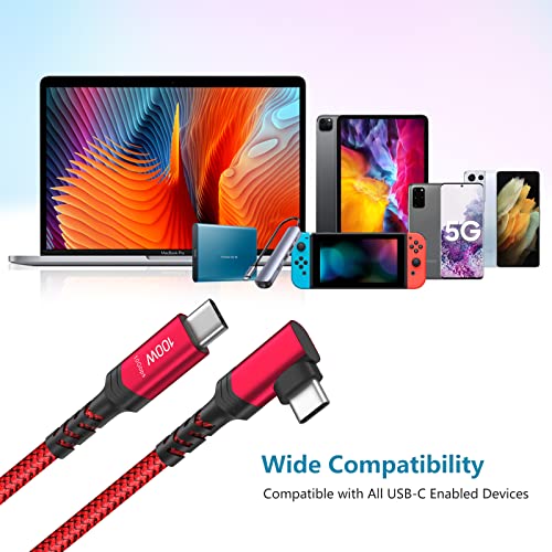 High-Speed 90-Degree USB C to USB C Cable – 100 W Fast Charging & 10 Gbps Data Transfer – 4 K Video Support for Mac Book Pro, Galaxy S24, i Phone 16/15 – 3 ft Durable Right Angle Connector – 2-Pack for Ultimate Versatility